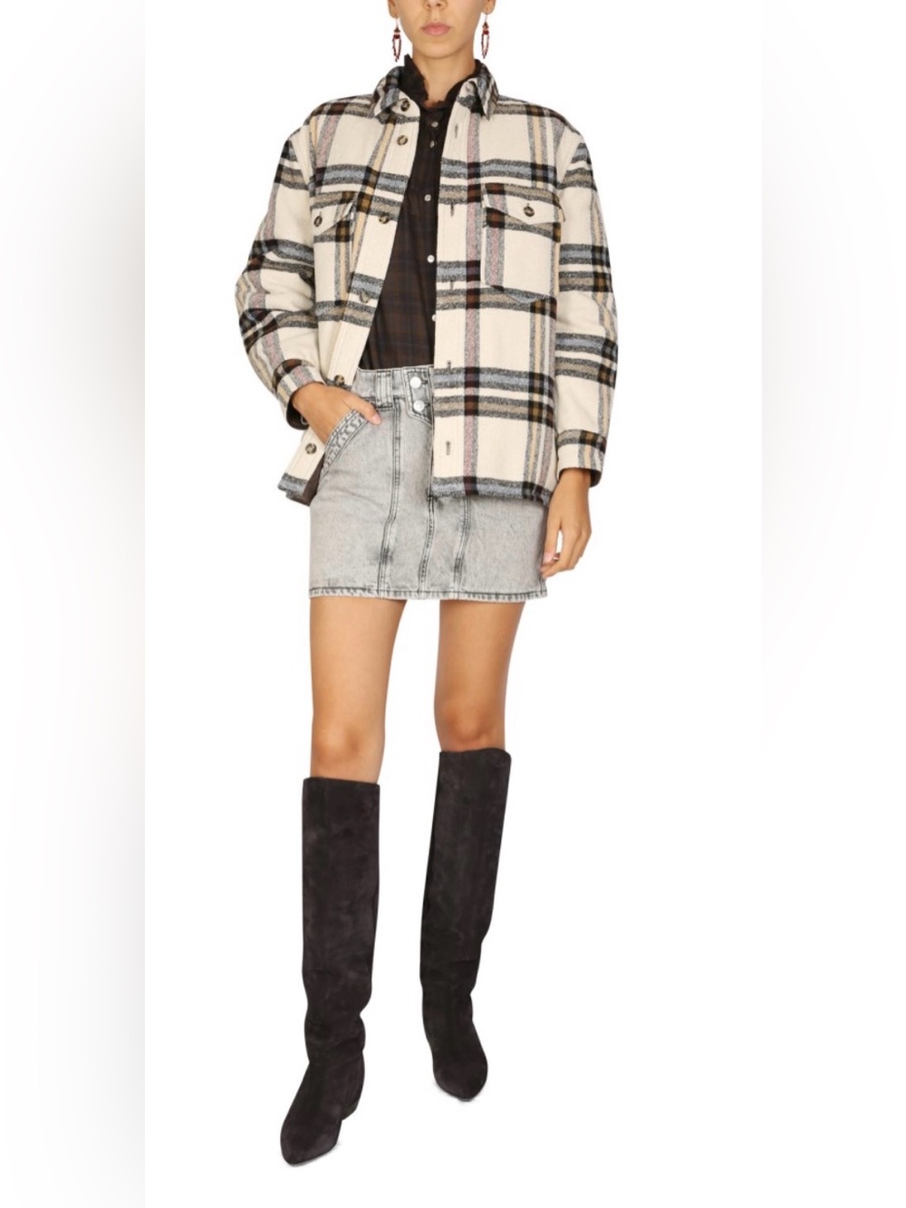 Isabel Marant Etoile ‘Ervey’ thick button-down flannel check shirt jacket -M